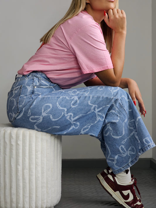 WIDE LEG JEANS ΜΕ PRINT