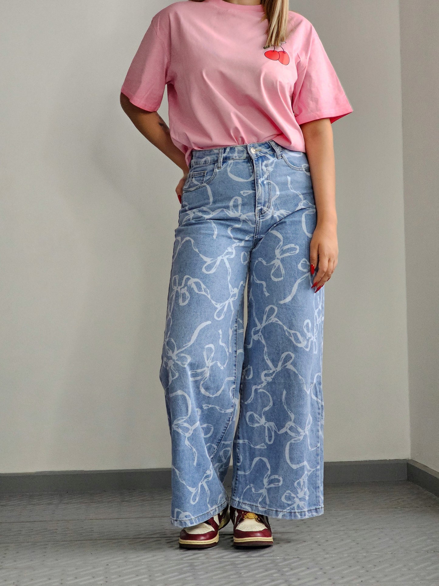 WIDE LEG JEANS ΜΕ PRINT